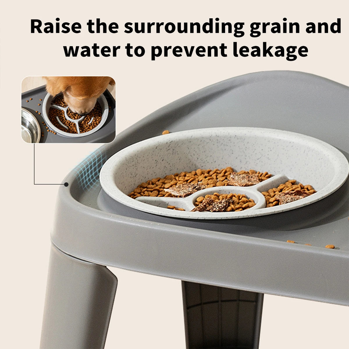 One-Piece Folding Elevated Dog Bowl – Double Feeder for Medium & Large Dogs, Golden Retriever Pet Feeding Bowl