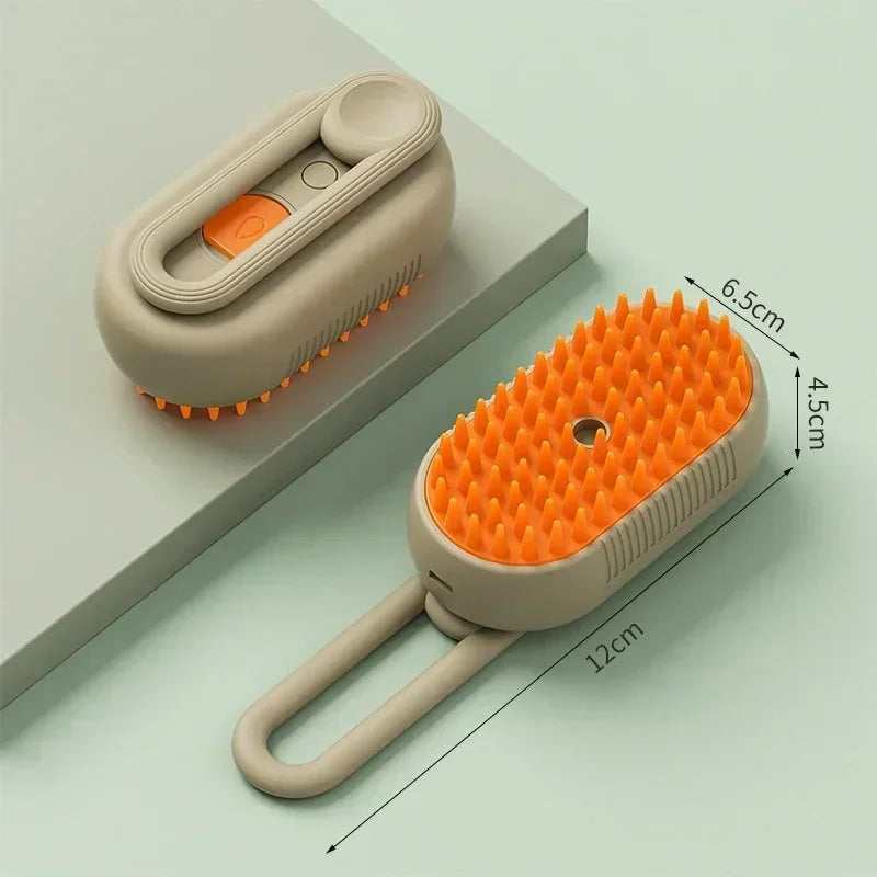 Steam Pet Brush 3-in-1 Dog & Cat Grooming Comb – Hair Removal, Detangling, Massage Spray, Pet Groomer Tool
