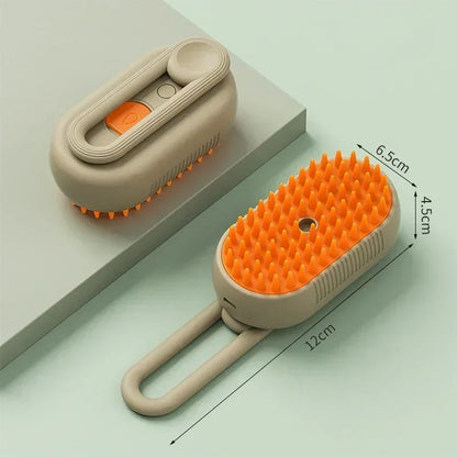 Steam Pet Brush 3-in-1 Dog & Cat Grooming Comb – Hair Removal, Detangling, Massage Spray, Pet Groomer Tool