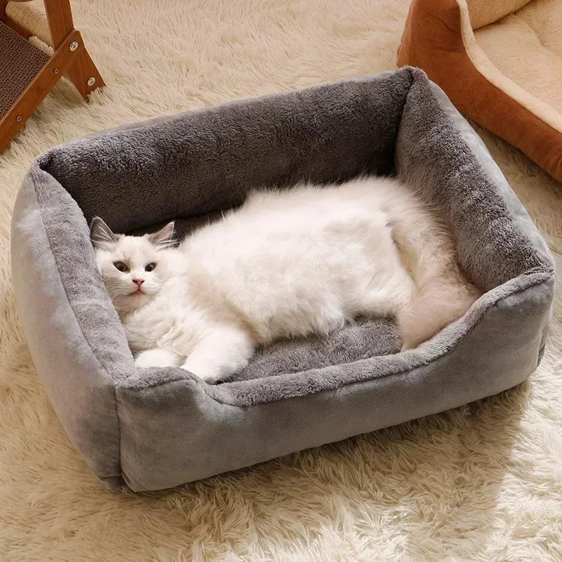 Calming Plush Cat Bed – Ultra Soft Warm Donut Nest for Cats & Small Dogs