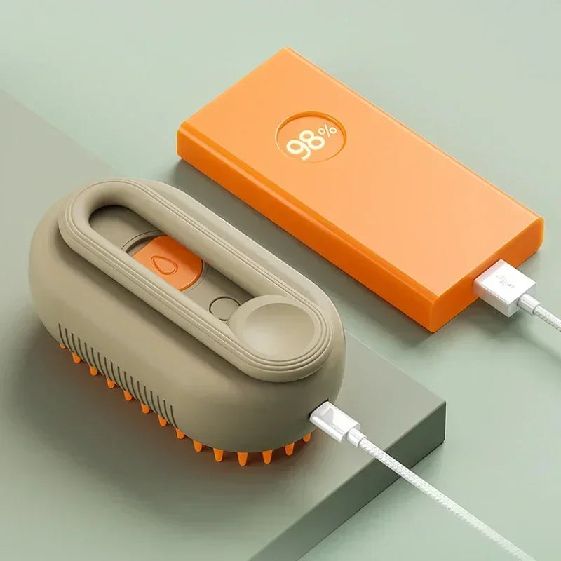 Steam Pet Brush 3-in-1 Dog & Cat Grooming Comb – Hair Removal, Detangling, Massage Spray, Pet Groomer Tool