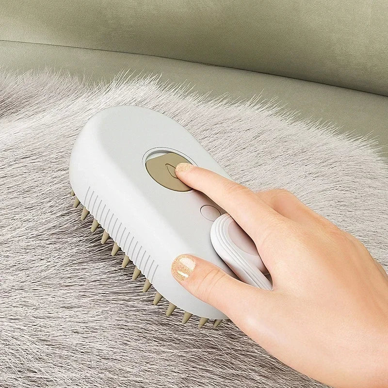 Steam Pet Brush 3-in-1 Dog & Cat Grooming Comb – Hair Removal, Detangling, Massage Spray, Pet Groomer Tool