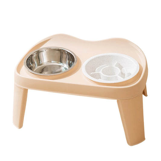 One-Piece Folding Elevated Dog Bowl – Double Feeder for Medium & Large Dogs, Golden Retriever Pet Feeding Bowl