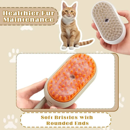 Steam Pet Brush 3-in-1 Dog & Cat Grooming Comb – Hair Removal, Detangling, Massage Spray, Pet Groomer Tool