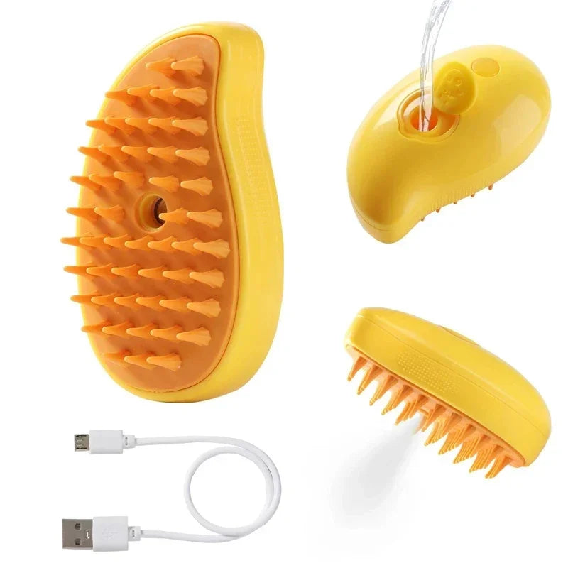 Steam Pet Brush 3-in-1 Dog & Cat Grooming Comb – Hair Removal, Detangling, Massage Spray, Pet Groomer Tool