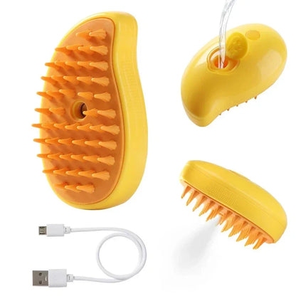 Steam Pet Brush 3-in-1 Dog & Cat Grooming Comb – Hair Removal, Detangling, Massage Spray, Pet Groomer Tool